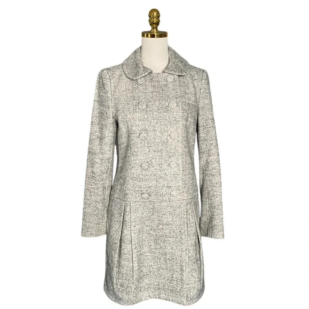 FRENCH CONNECTION | Women’s Double Breasted Marled Wool Blend Peacoat Size 8